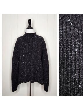 Kuhl Speckled Black Ida Merino Wool Blend Mock Neck Pullover Sweater Medium